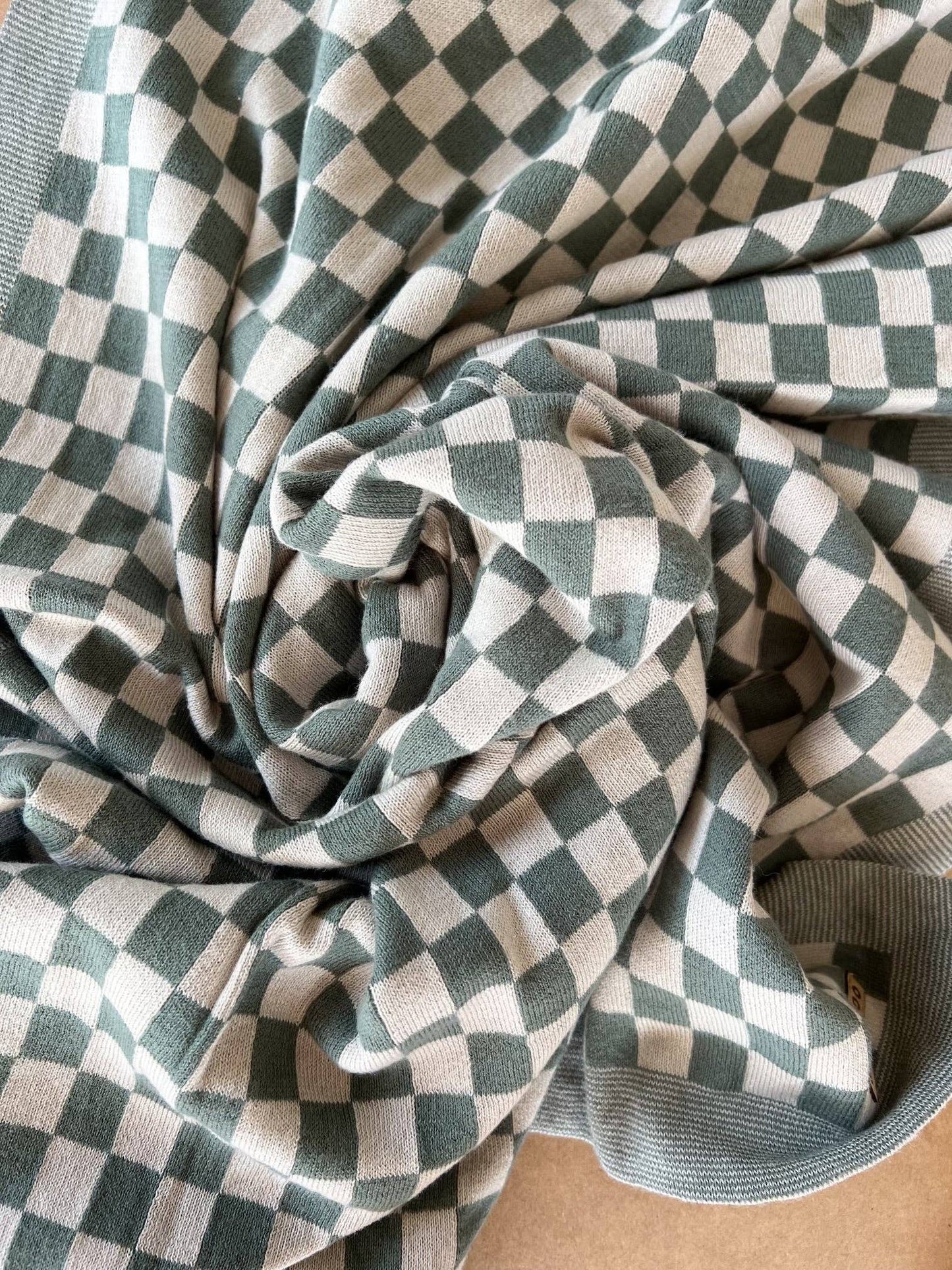 Cotton Baby Blanket - Green Check