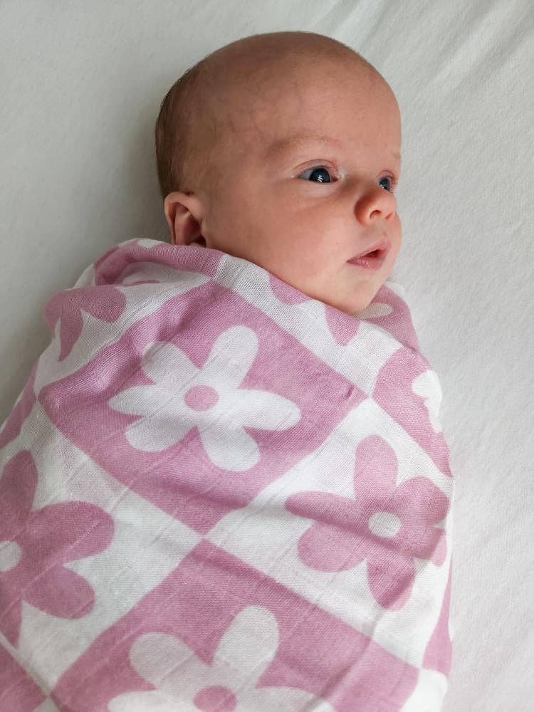 Bamboo Cotton Baby Swaddle | Wrap - Pink Soli