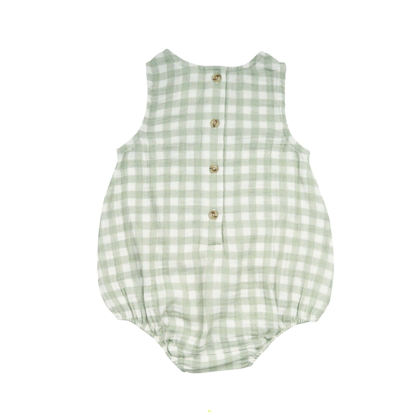 Sleeveless Romper - Sage Gingham