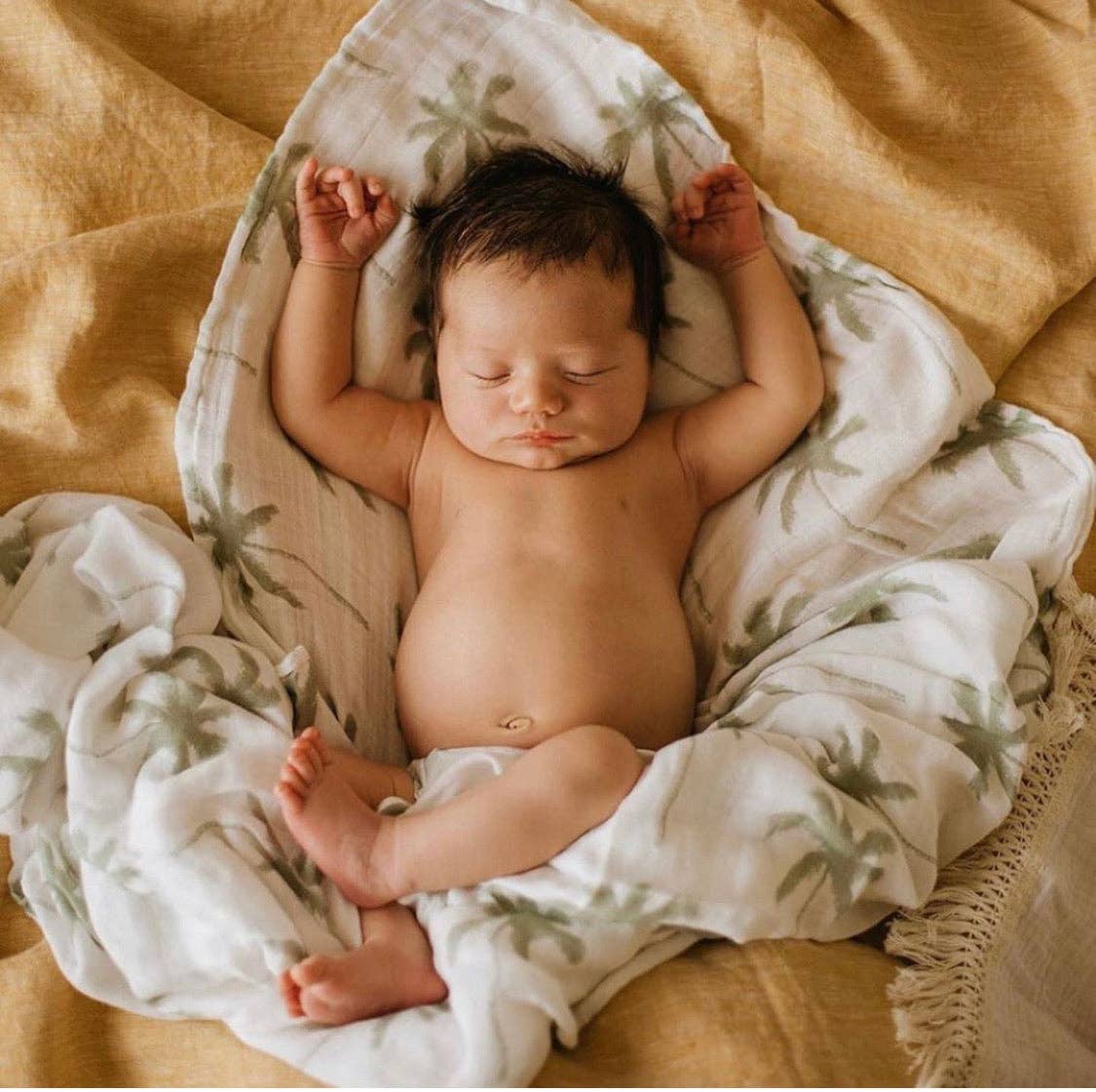 Bamboo Cotton Baby Swaddle | Wrap - Sage Palm Tree