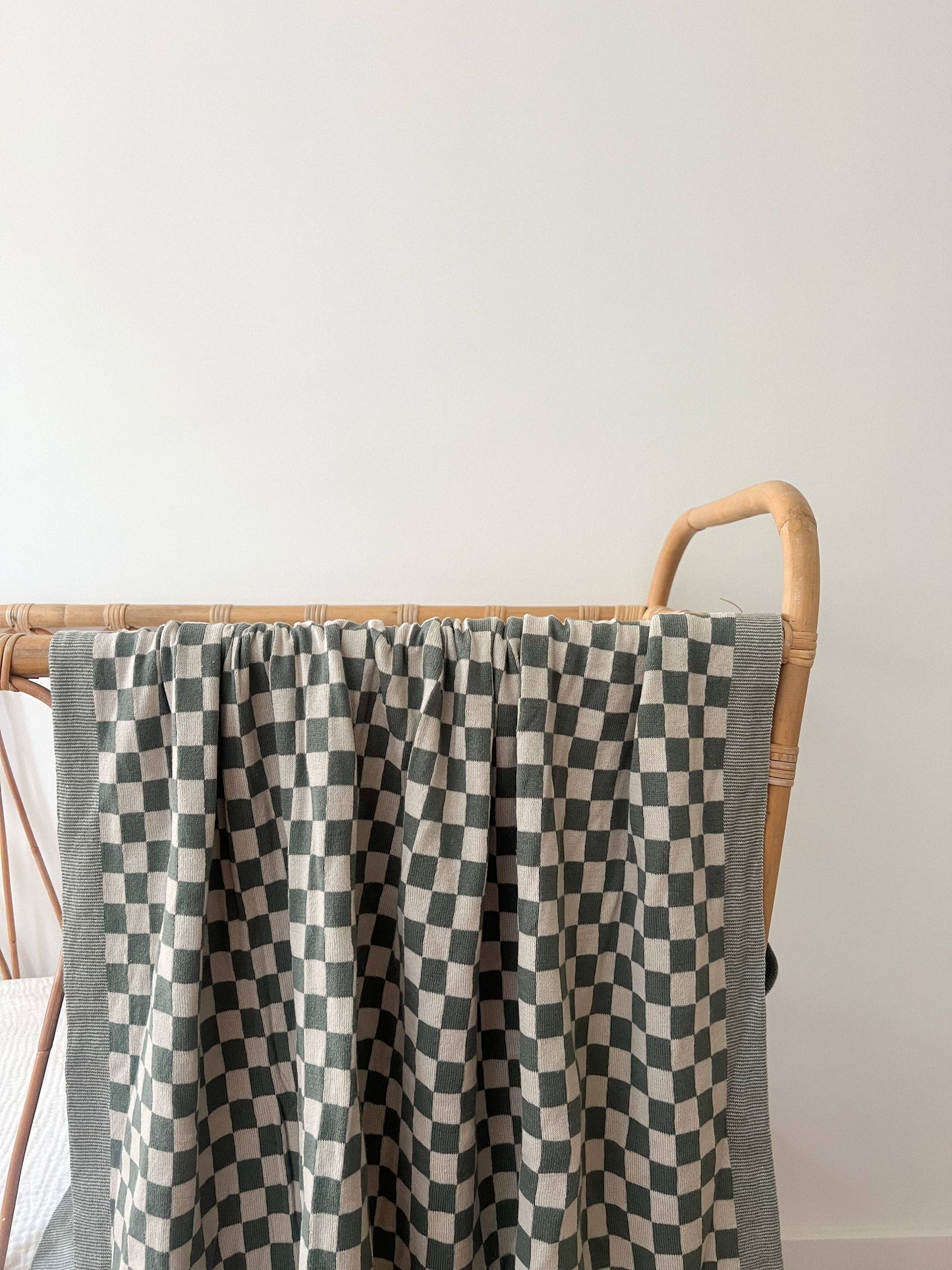 Cotton Baby Blanket - Green Check