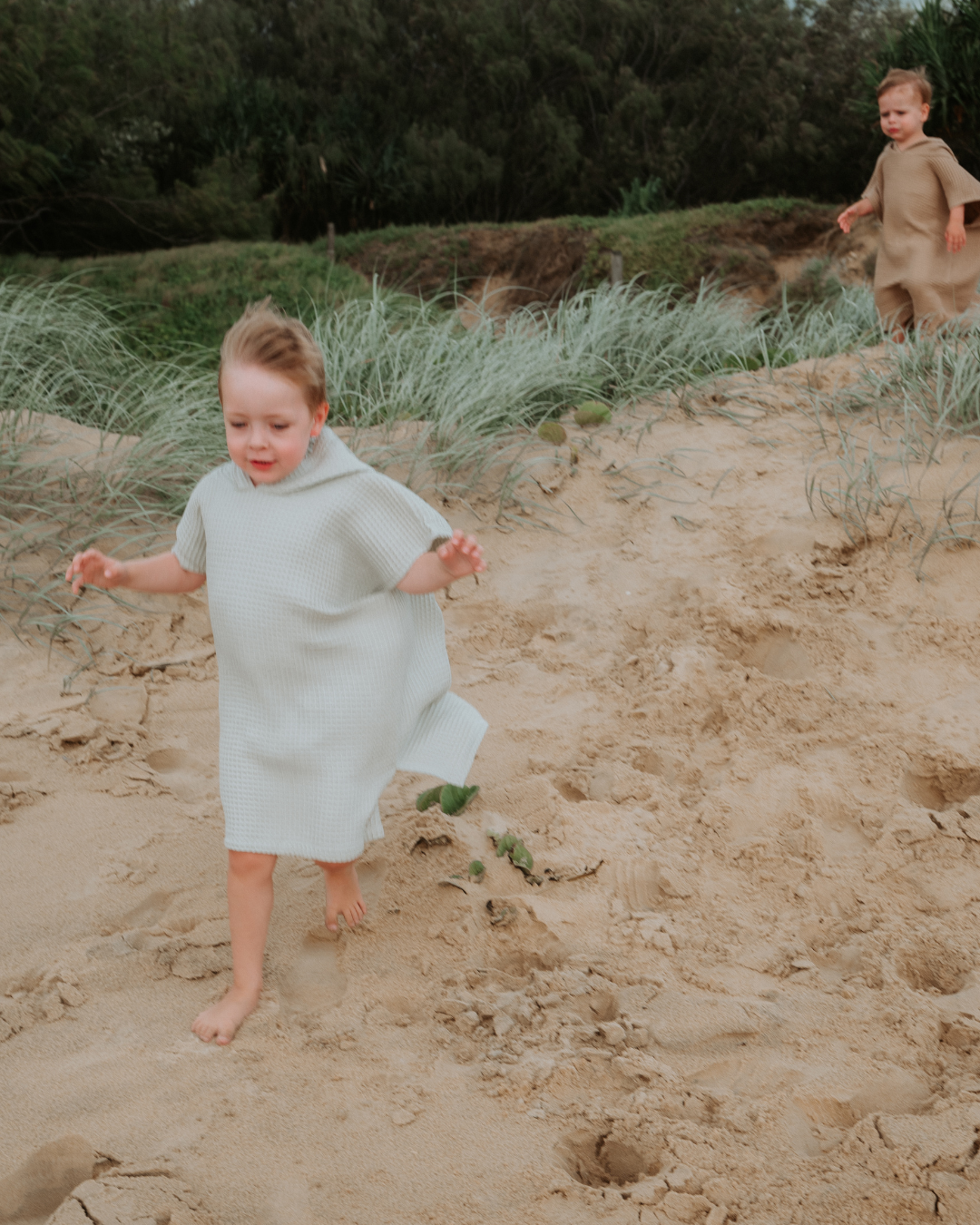 Kids Waffle Poncho Towel - Pistachio