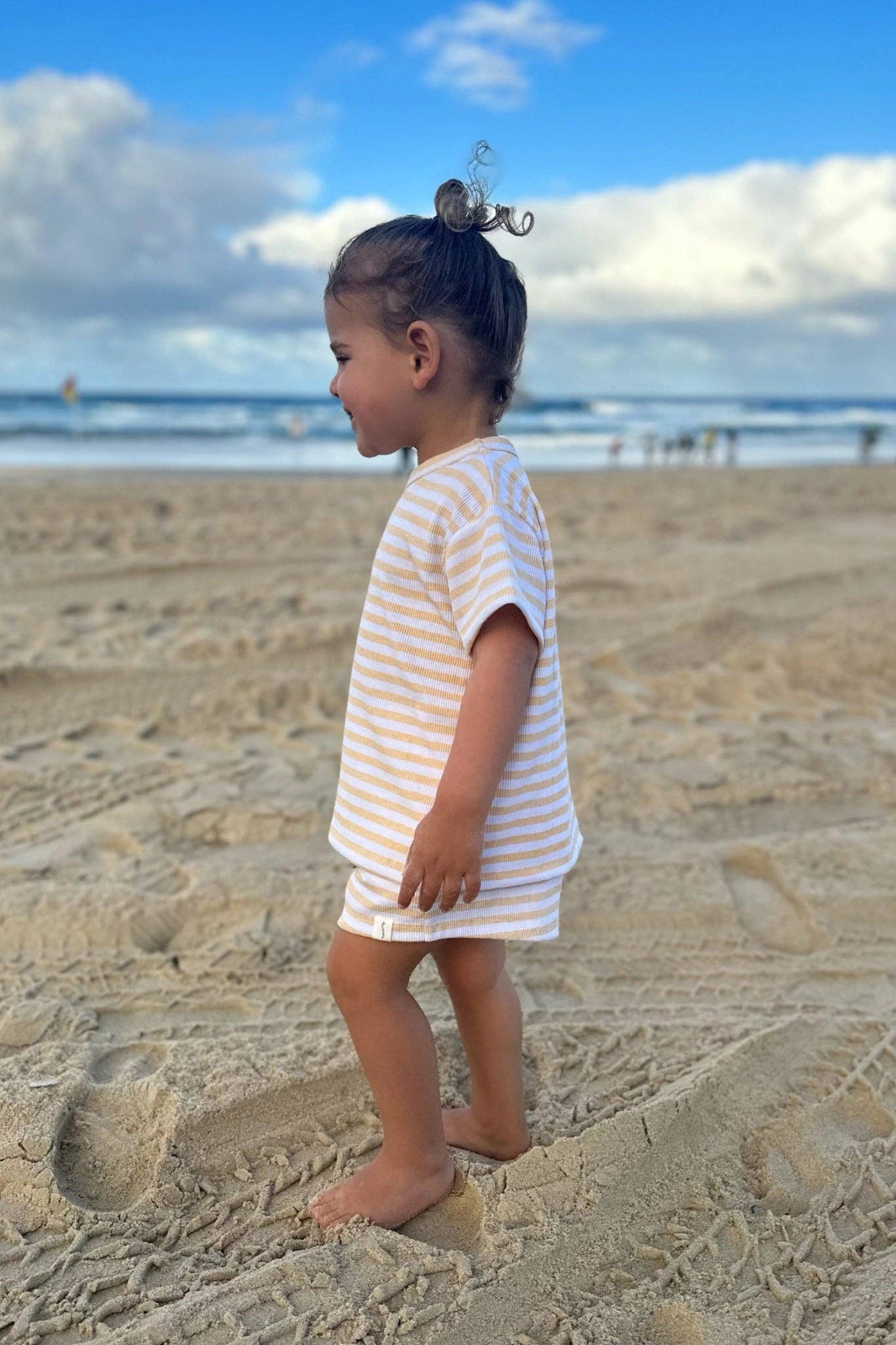 Mini Rib Stripe Shorts - Sunrise Yellow
