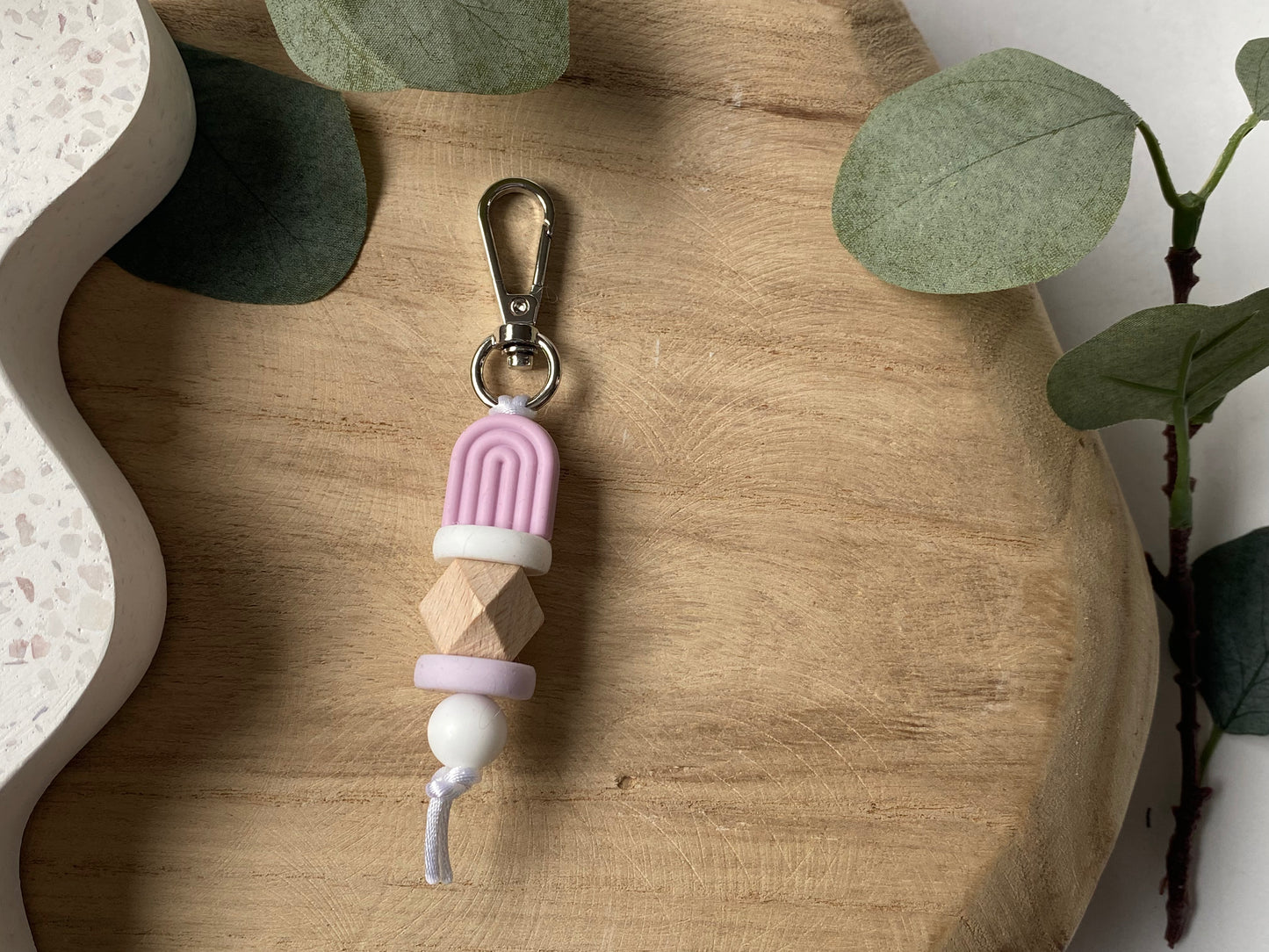 Lilac Lullaby | Mini Silicone + Beechwood Bag Tag