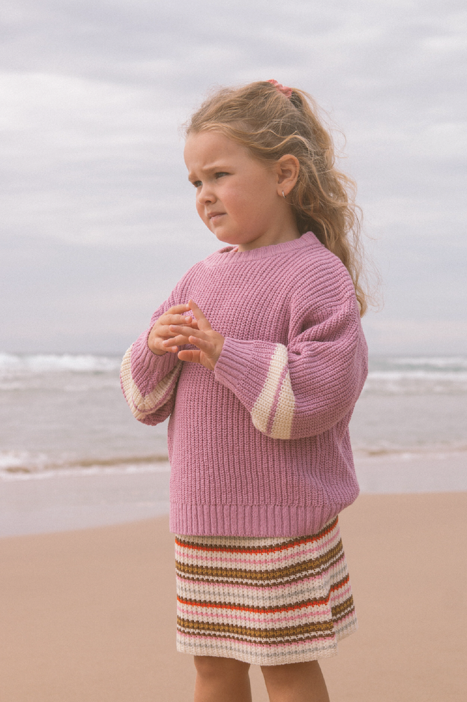 Chunky Rib Pull Over - Raspberry