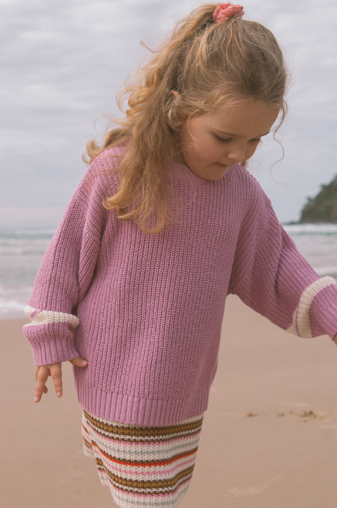 Chunky Rib Pull Over - Raspberry