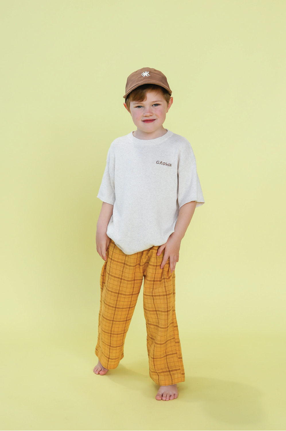 Organic Ribbed Knitted Logo Tee - Coconut