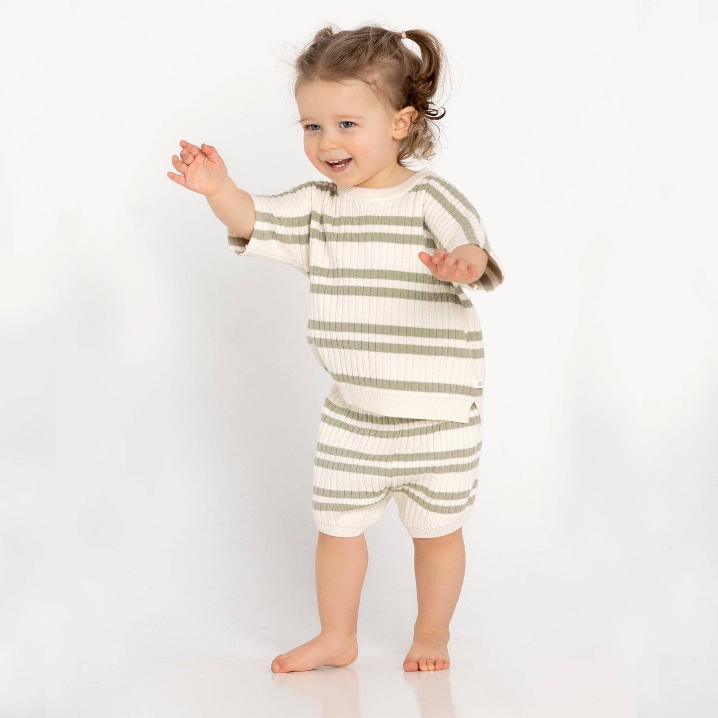 Knit Rib Short - Sage Stripe