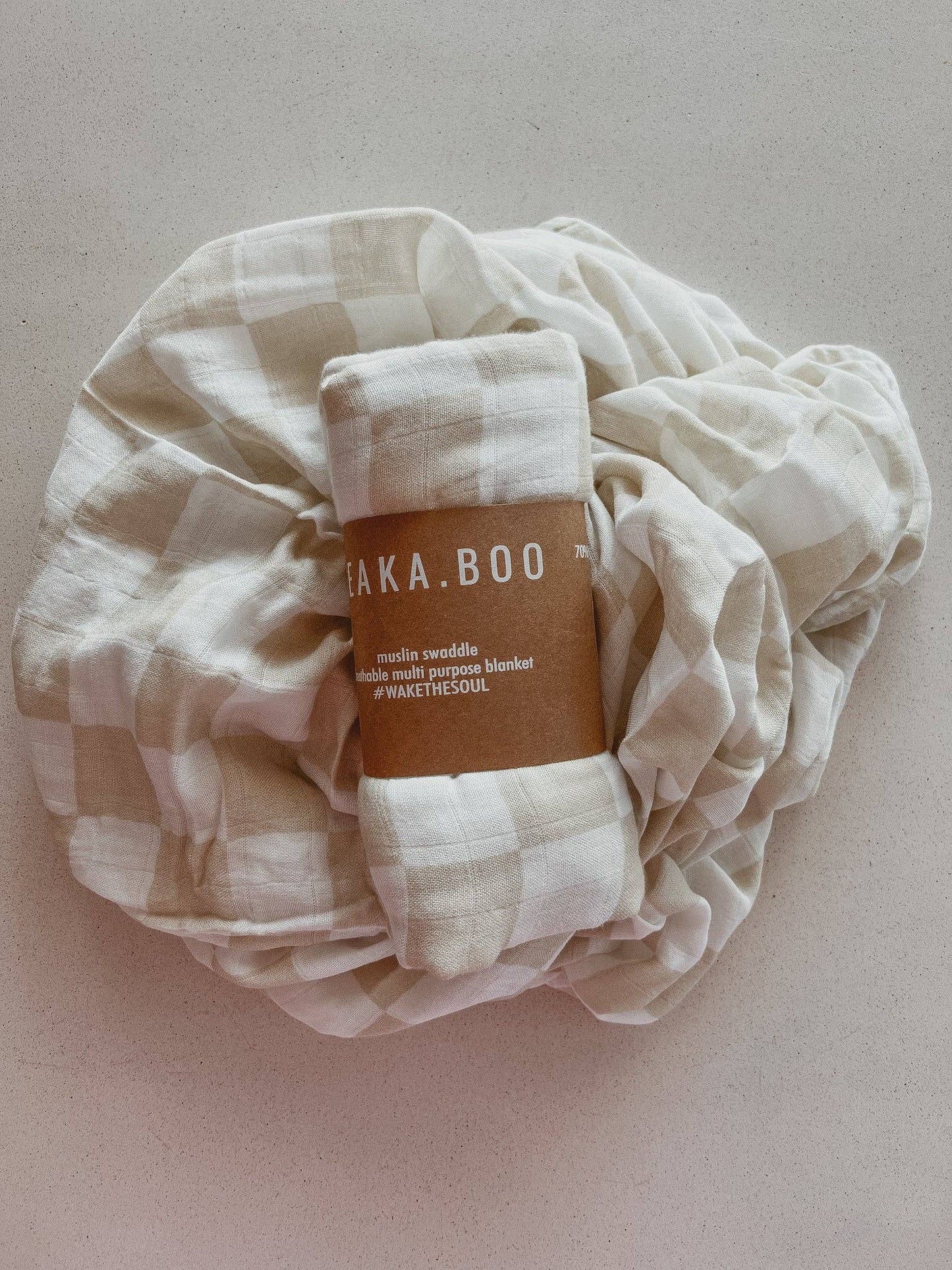 Bamboo Cotton Baby Swaddle | Wrap - Nude Tillie Check