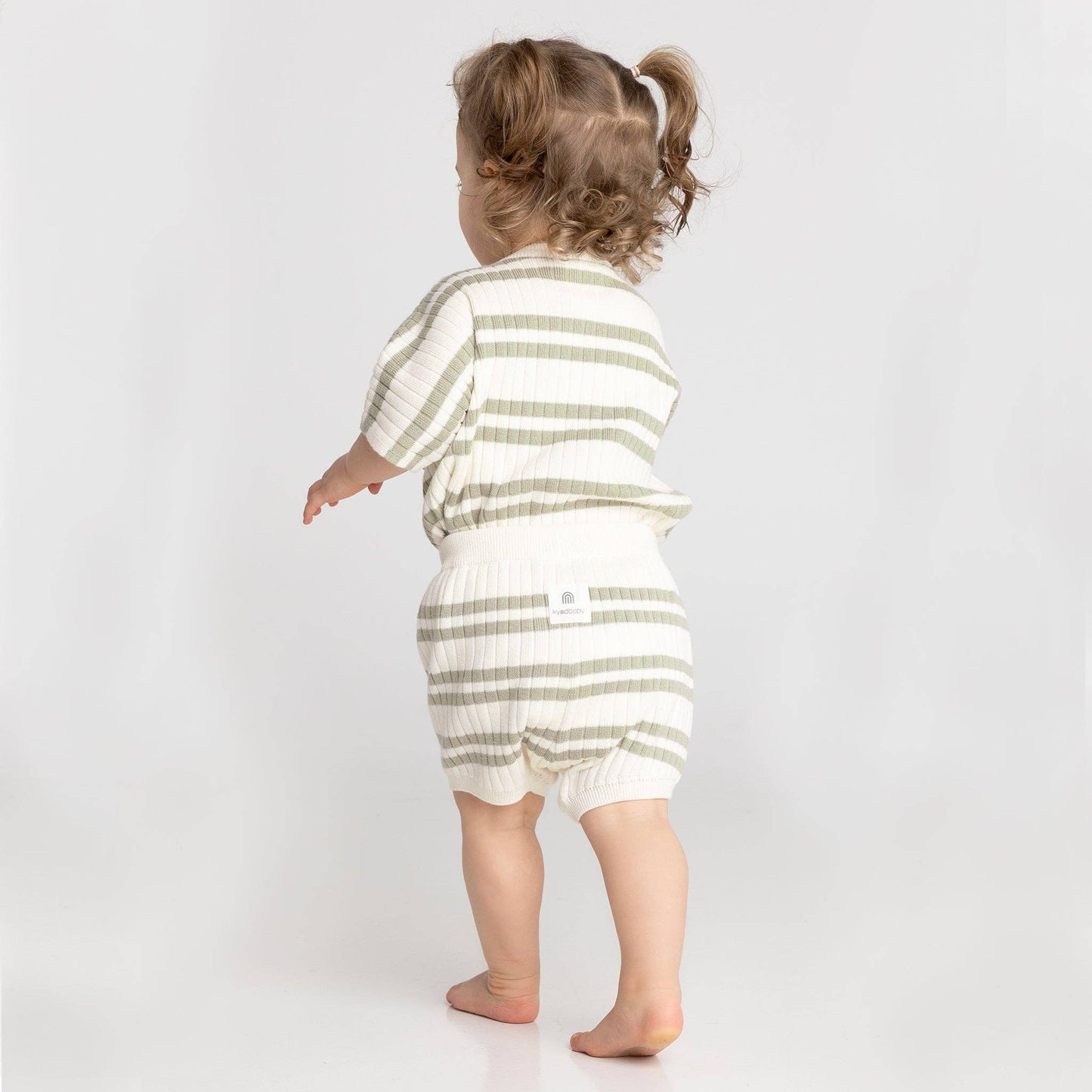 Slouchy Knit Rib Tee - Sage Stripe