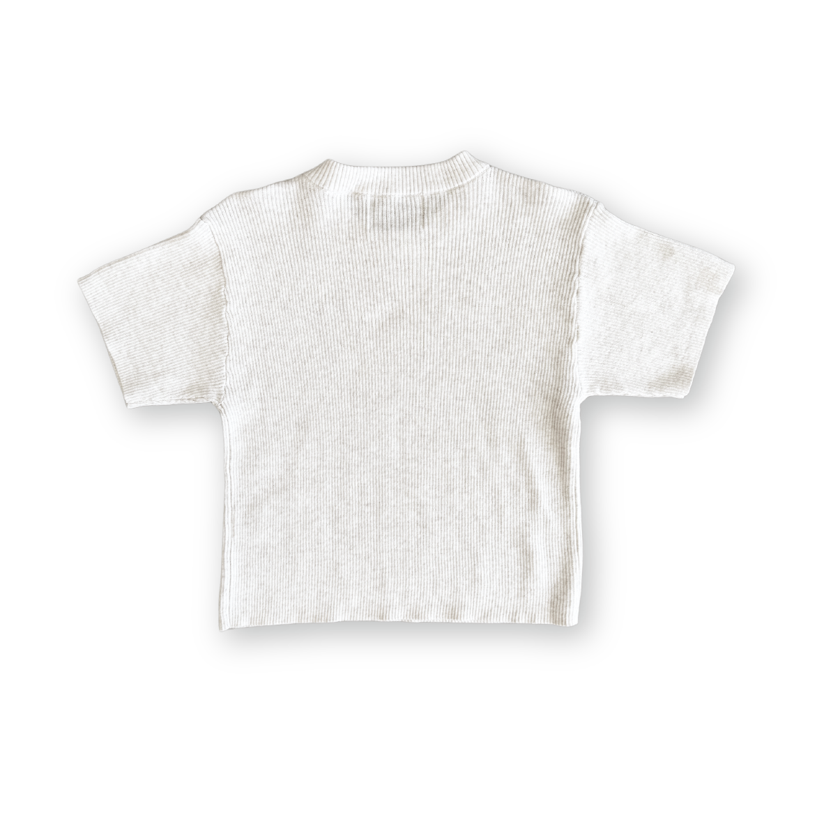 Organic Ribbed Knitted Logo Tee - Coconut