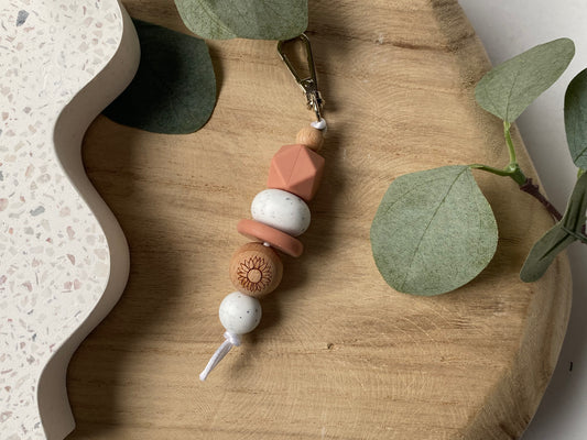 Clay Sunflower | Silicone + Beechwood Bag Tag