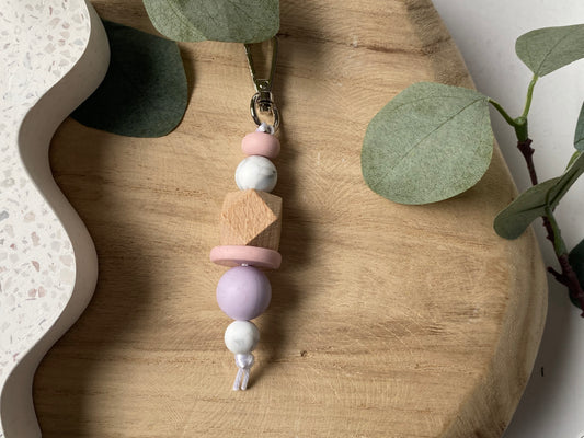 Lilac Rose | Silicone + Beechwood Bag Tag