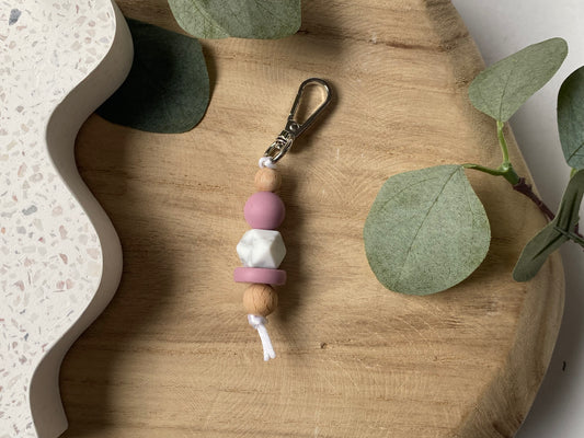 Mauve Melody | Mini Silicone + Beechwood Bag Tag