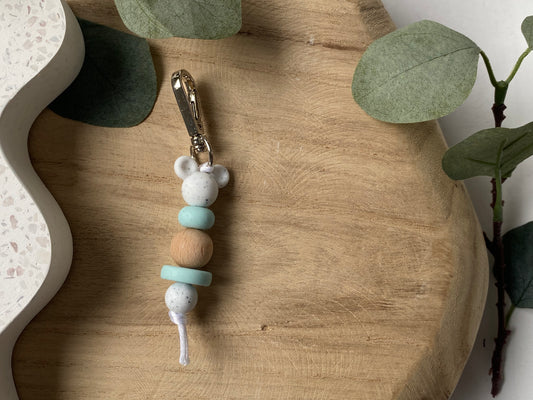 Ocean Gem | Mini Silicone + Beechwood Bag Tag