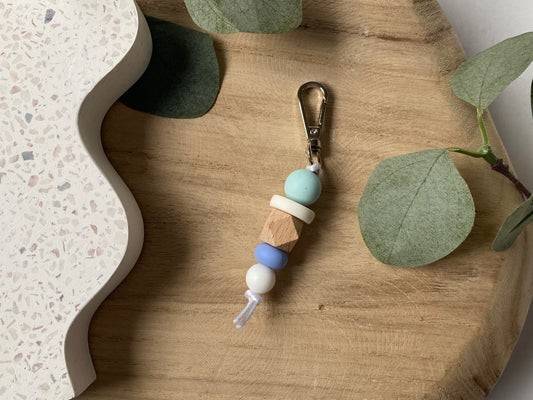 Sea Glass | Mini Silicone + Beechwood Bag Tag