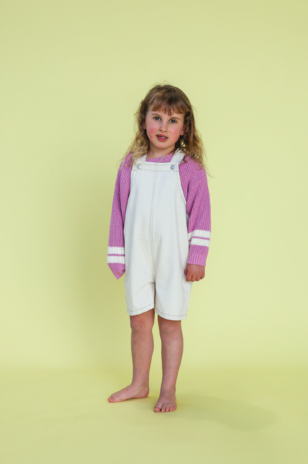 Organic Everyday Twill Short Overalls - Milk