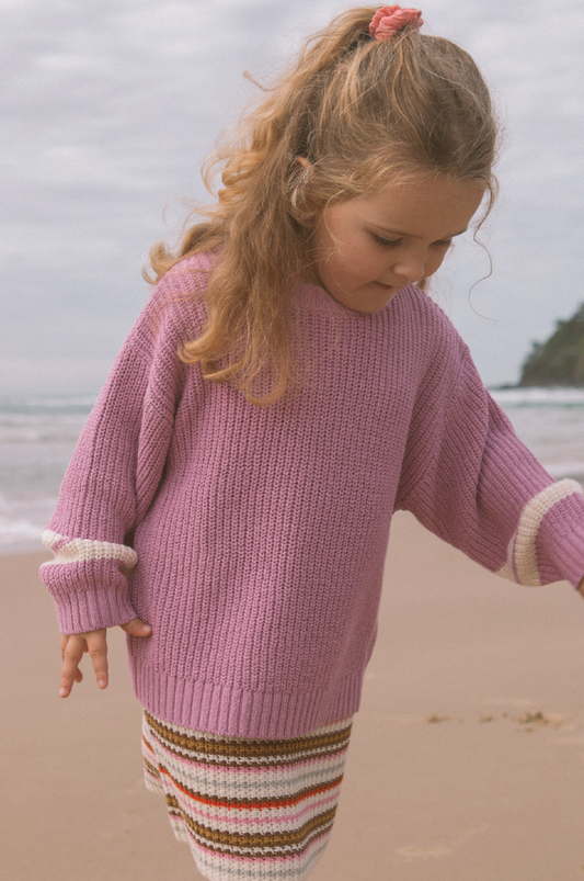 Chunky Rib Pull Over - Raspberry