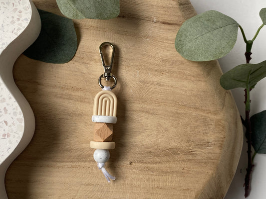 Vanilla Skies | Mini Silicone + Beechwood Bag Tag